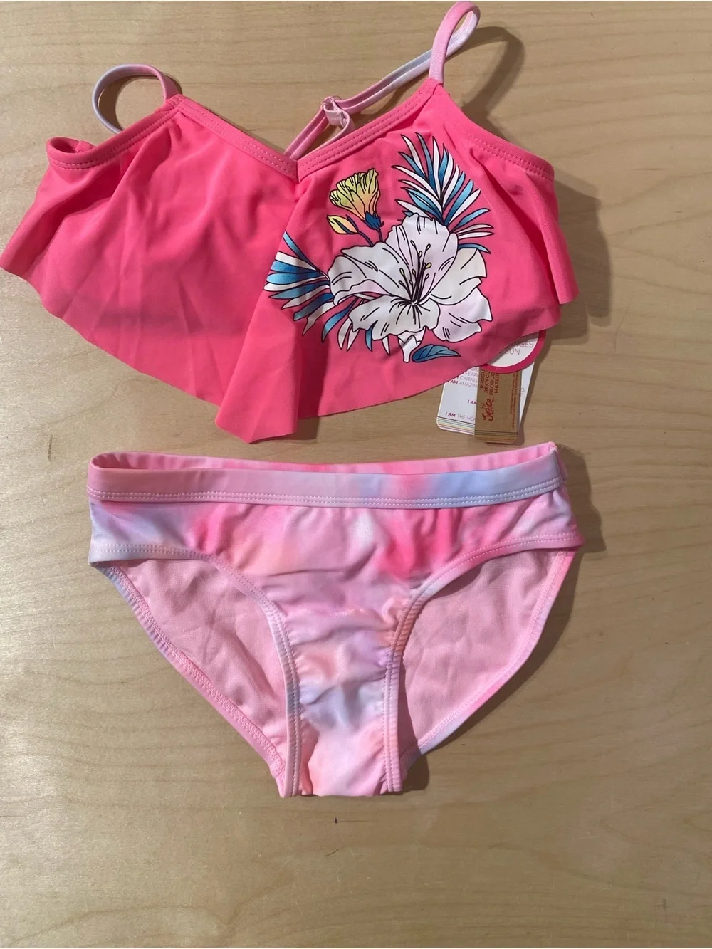 Justice Pink Girls Swim Set Top and Bottom 10 (RG)